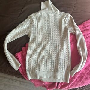 Elegant Cream Cable Knit Turtleneck Sweater